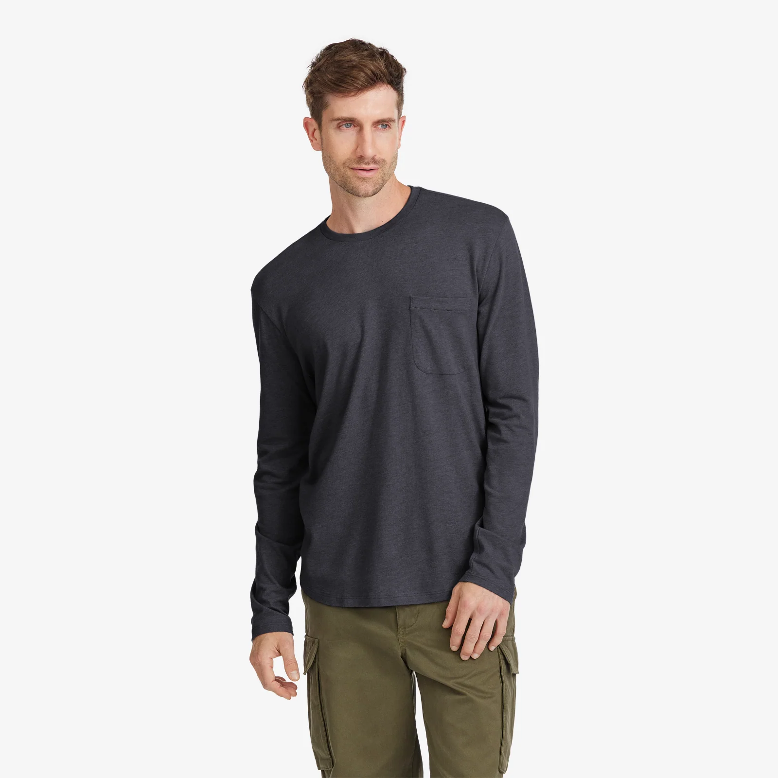 MENS ANYTIME LONG SLEEVE TEE - NATURAL BLACK
