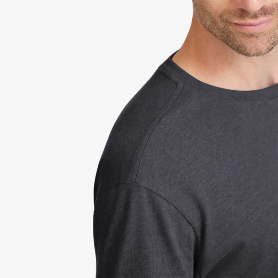 MENS ANYTIME LONG SLEEVE TEE - NATURAL BLACK - Image 3