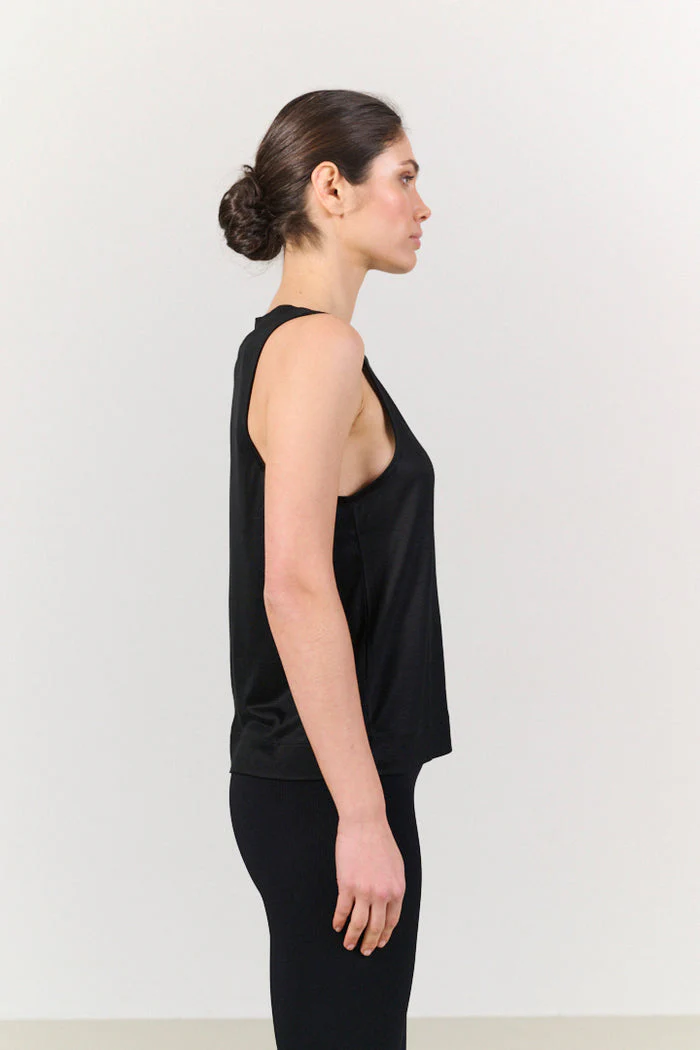 STEVIE 100% TENCEL RELAXED TANK - BLACK - Image 2